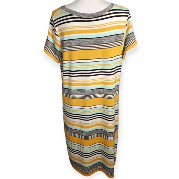 AVA & VIV YELLOW, GRAY, & MINT STRIPE T-SHIRT DRESS SZ.X - Picture 5 of 8